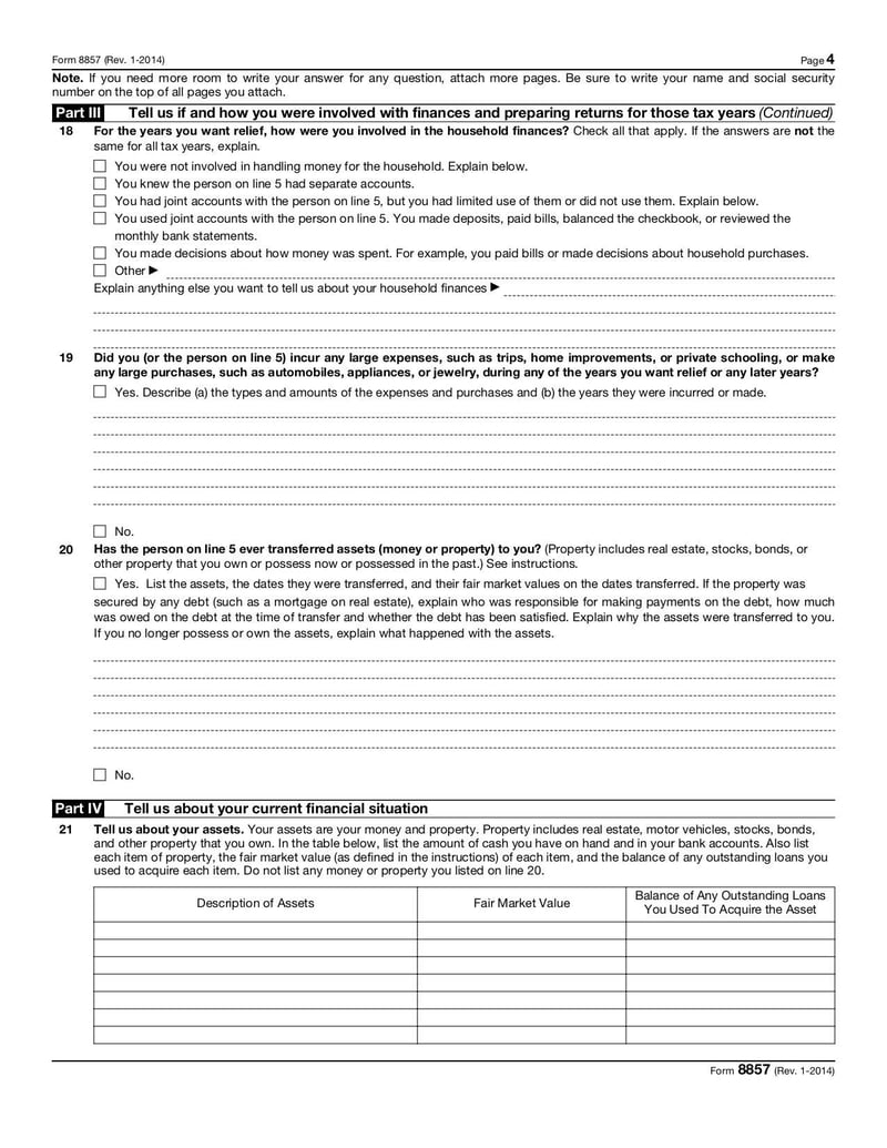 Large thumbnail of Form 8857 - Jan 2014