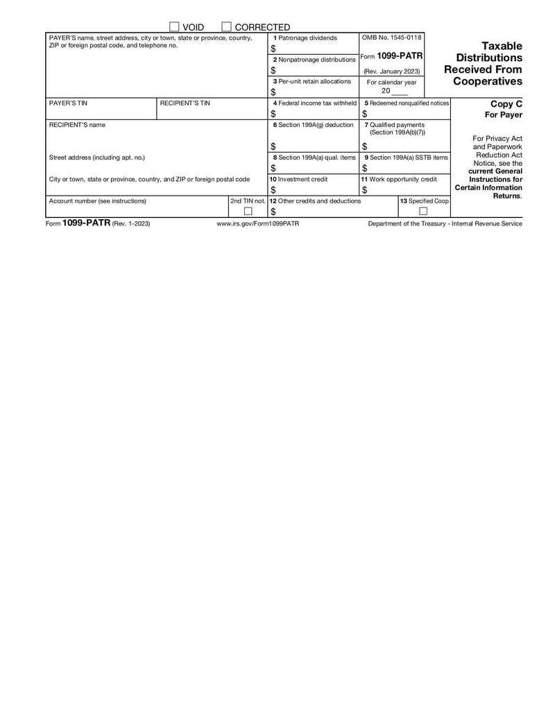 Large thumbnail of Form 1099-PATR - Jan 2023