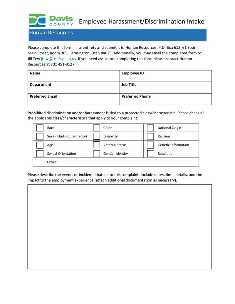 Large thumbnail of Harassment Discrimination Intake - Feb 2022