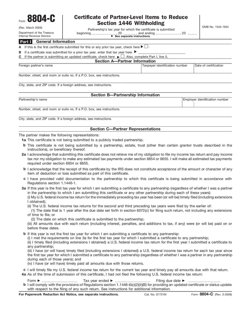 Large thumbnail of Form 8804-C - Mar 2009