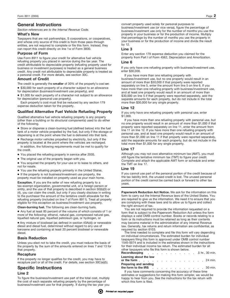 Thumbnail of Form 8911 - Nov 2006 - page 1