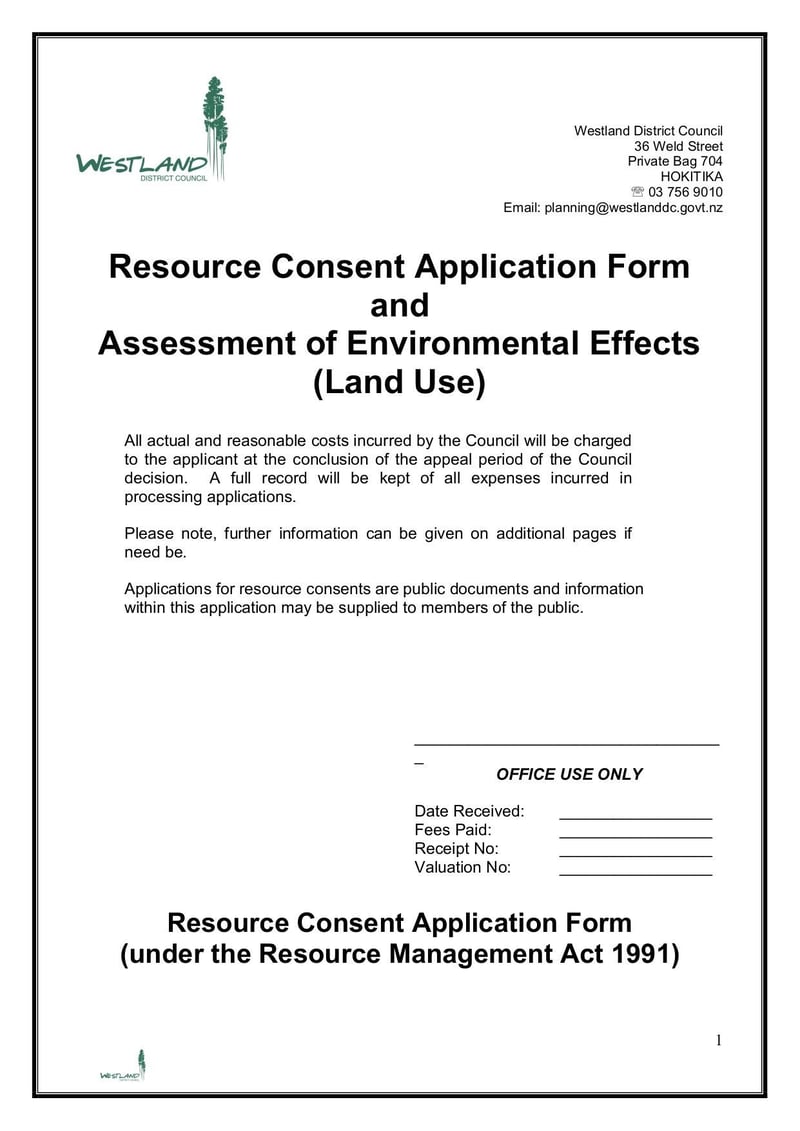 Large thumbnail of Resource Consent Application Form and Assessment of Environmental Effects - Nov 2017
