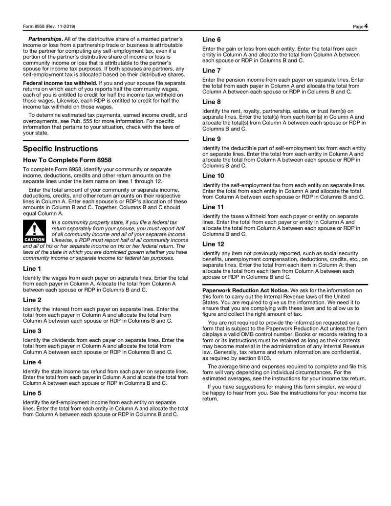 Large thumbnail of Form 8958 - Nov 2019
