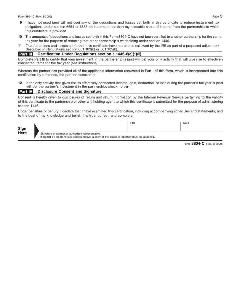 Large thumbnail of Form 8804-C - Mar 2009