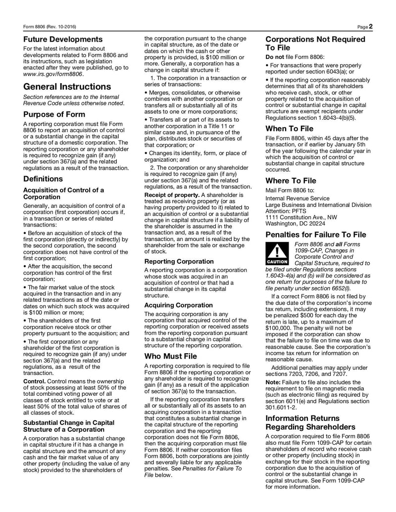 Large thumbnail of Form 8806 - Oct 2016