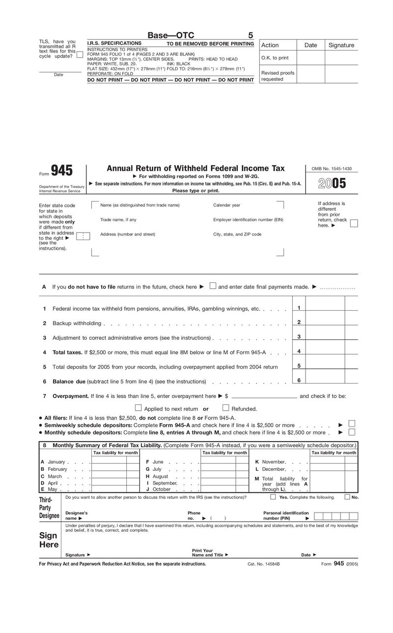 Large thumbnail of Form 945 - Dec 2005