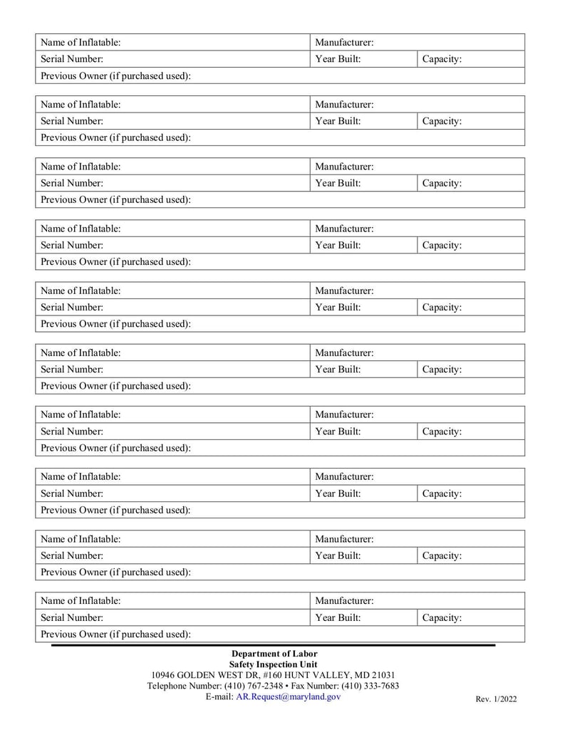 Large thumbnail of Inflatable Amusement Attraction Registration Form - Jan 2022