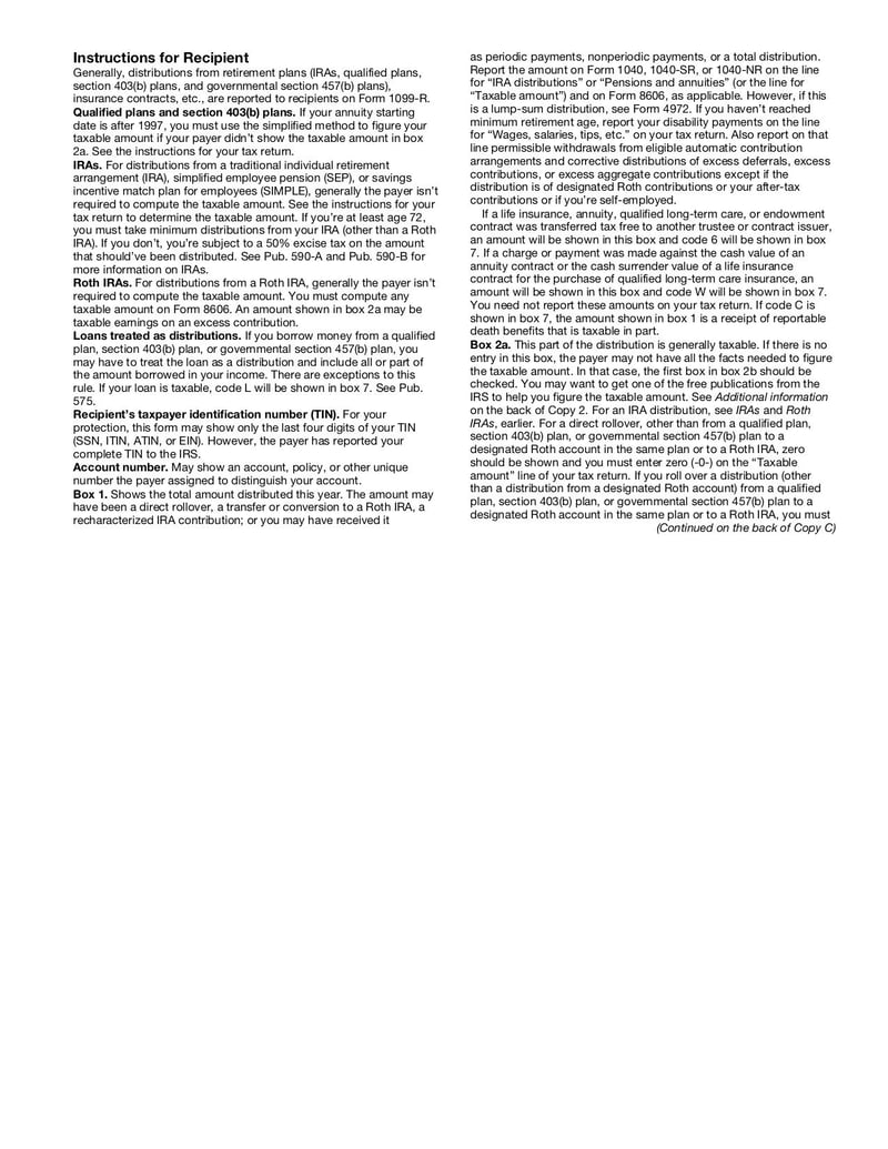 Large thumbnail of Form 1099-R - Jan 2023