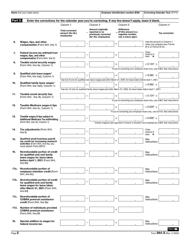 Large thumbnail of Form 944-X - Feb 2023
