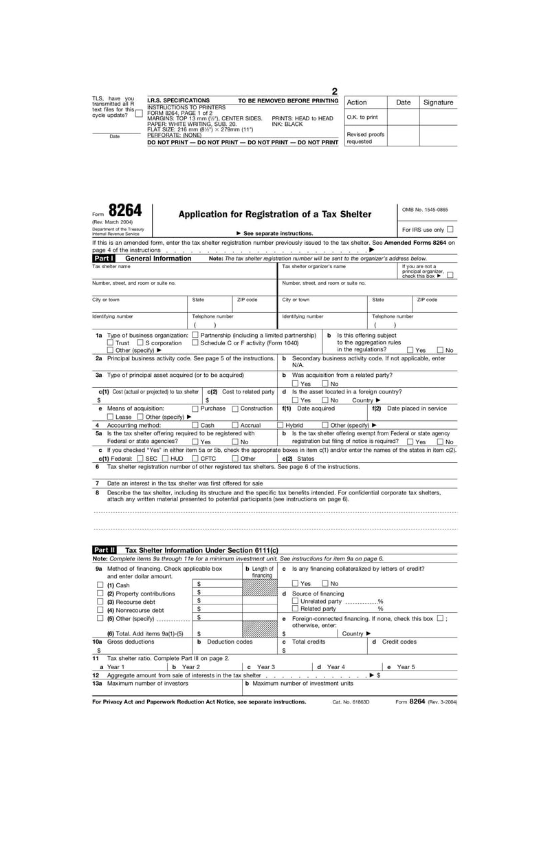 Thumbnail of Form 8264 - Mar 2004 - page 0