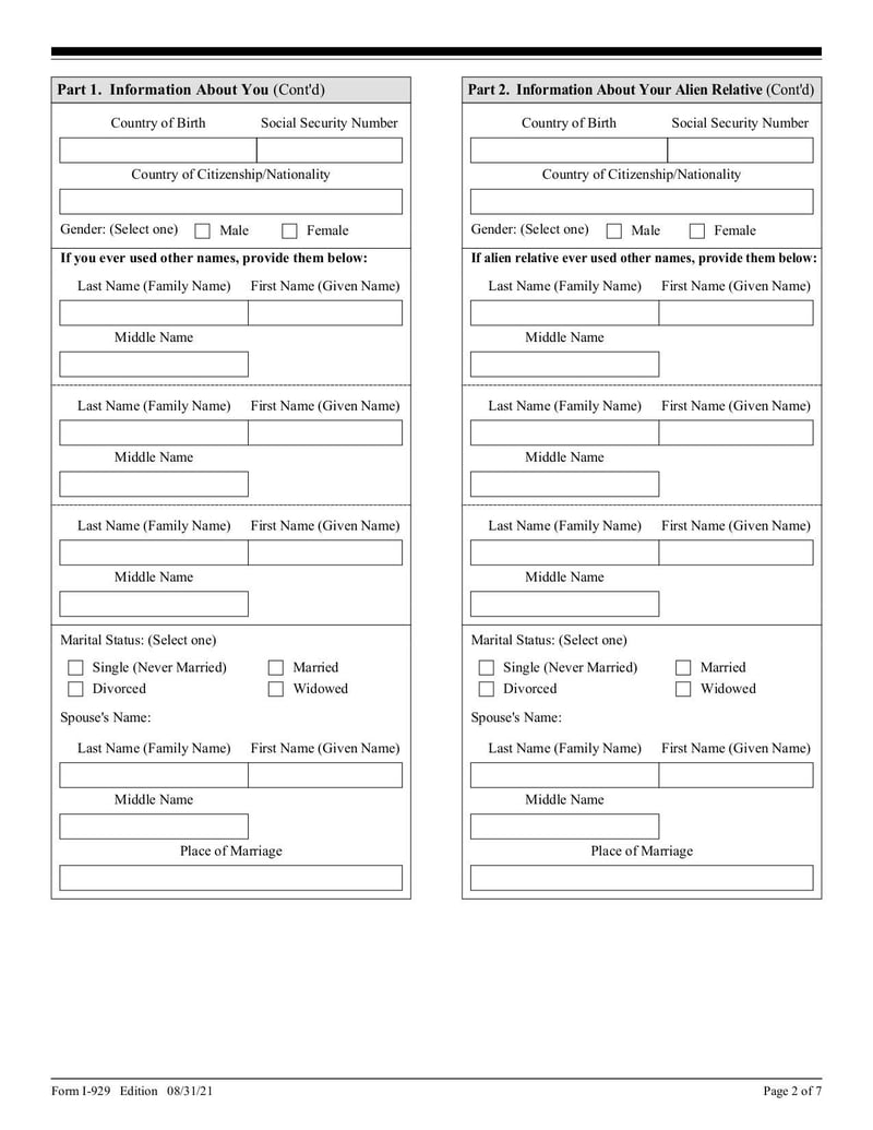 Large thumbnail of Form I-929 - Aug 2021