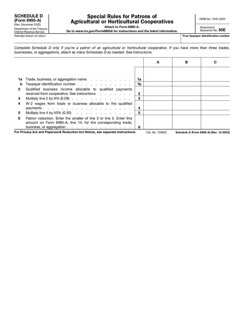Large thumbnail of Schedule D (Form 8995-A) - Dec 2022