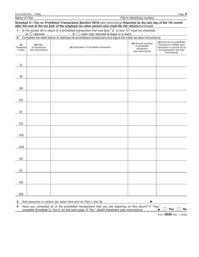 Large thumbnail of Form 5330 - Jan 2008