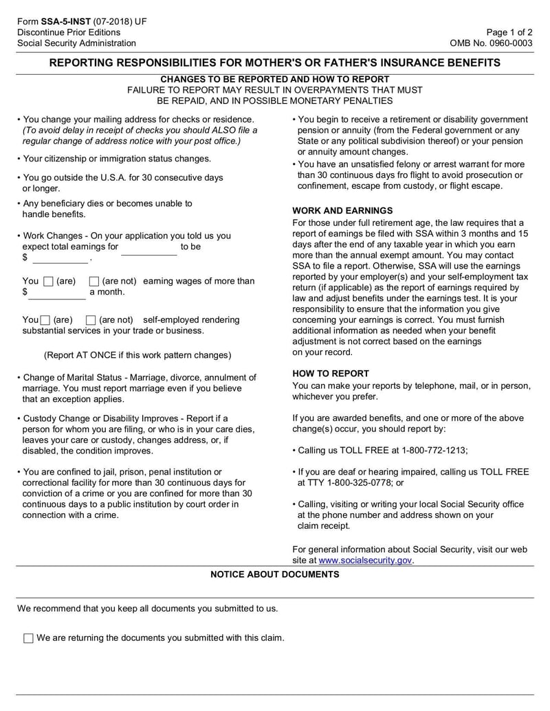 Large thumbnail of Form SSA-5-INST - Oct 2018