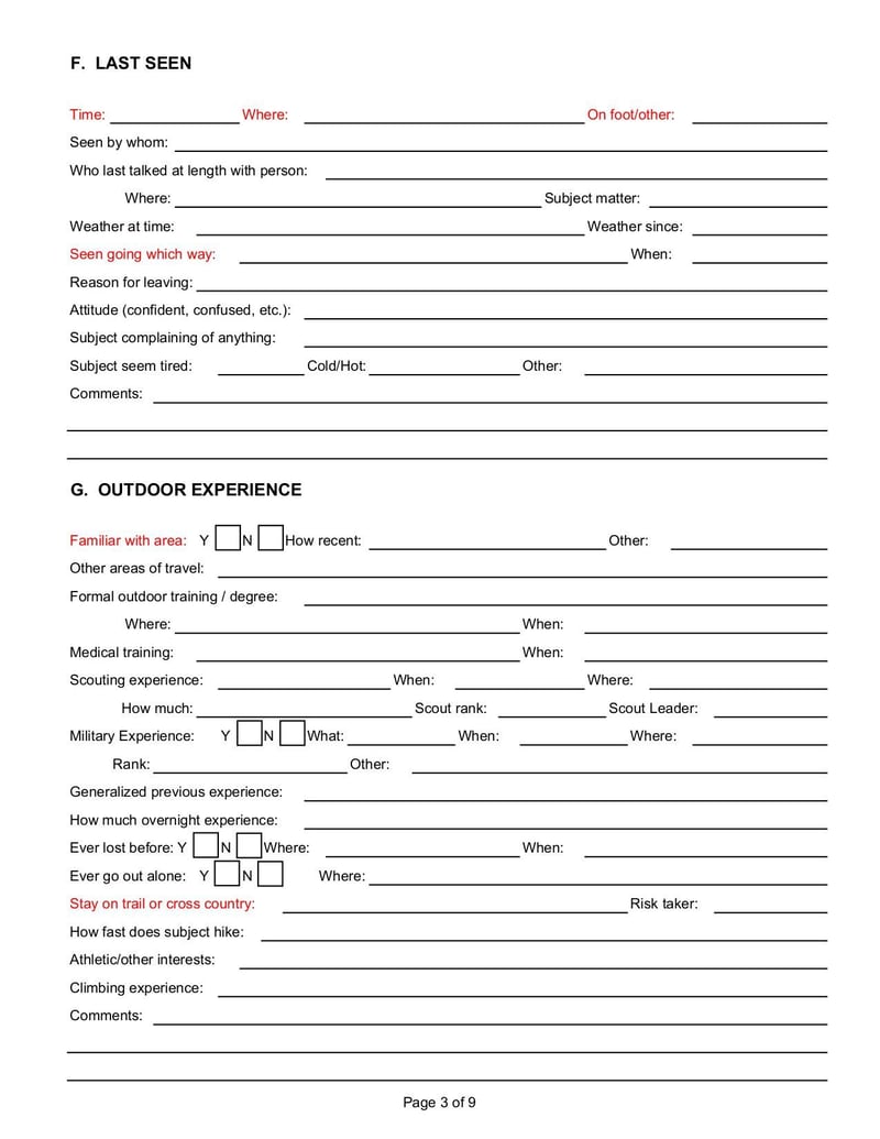 Large thumbnail of Lost Person Questionnaire - Nov 2014