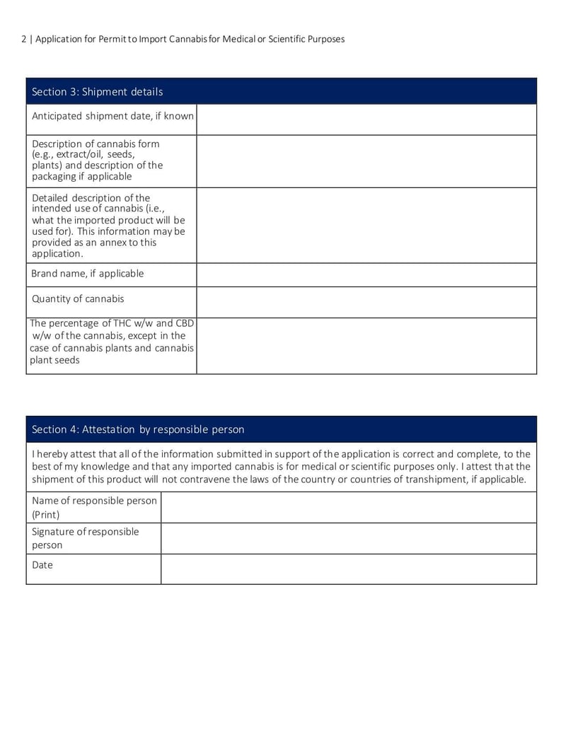 Thumbnail of Application for Permit to Import Cannabis for Medical or Scientific Purposes - Dec 2019 - page 1