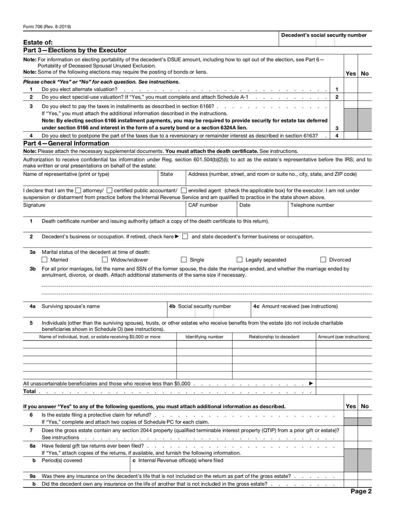 Large thumbnail of Form 706 - Aug 2019