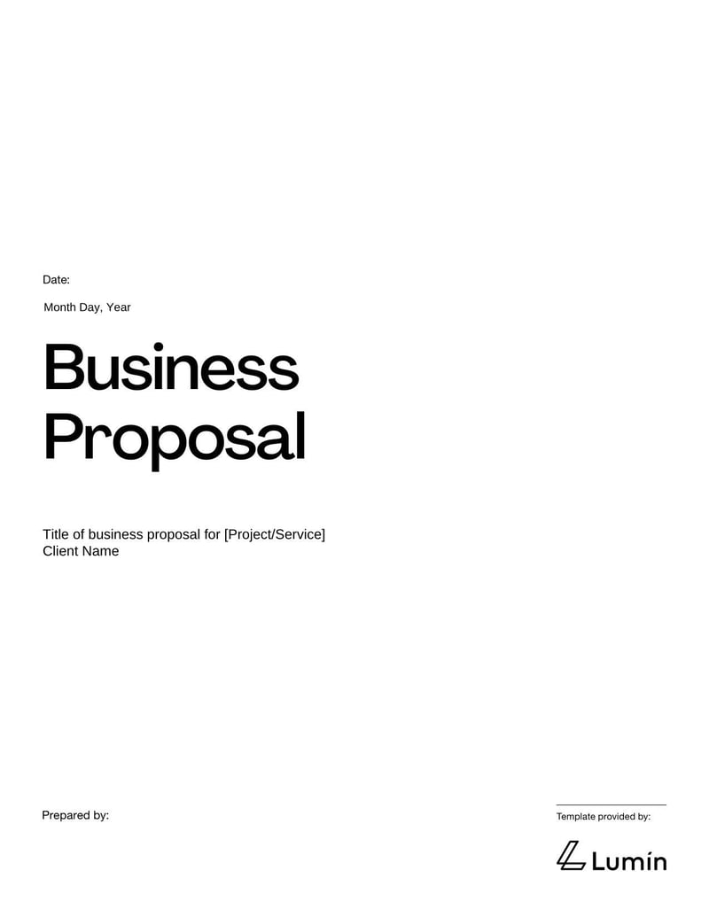 Business Proposal for presenting a business idea, goals, and plan to stakeholders