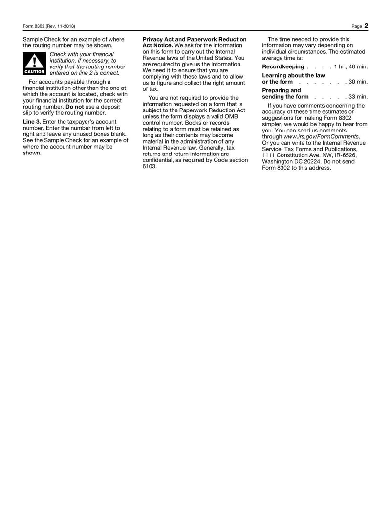 Large thumbnail of Form 8302 - Nov 2018