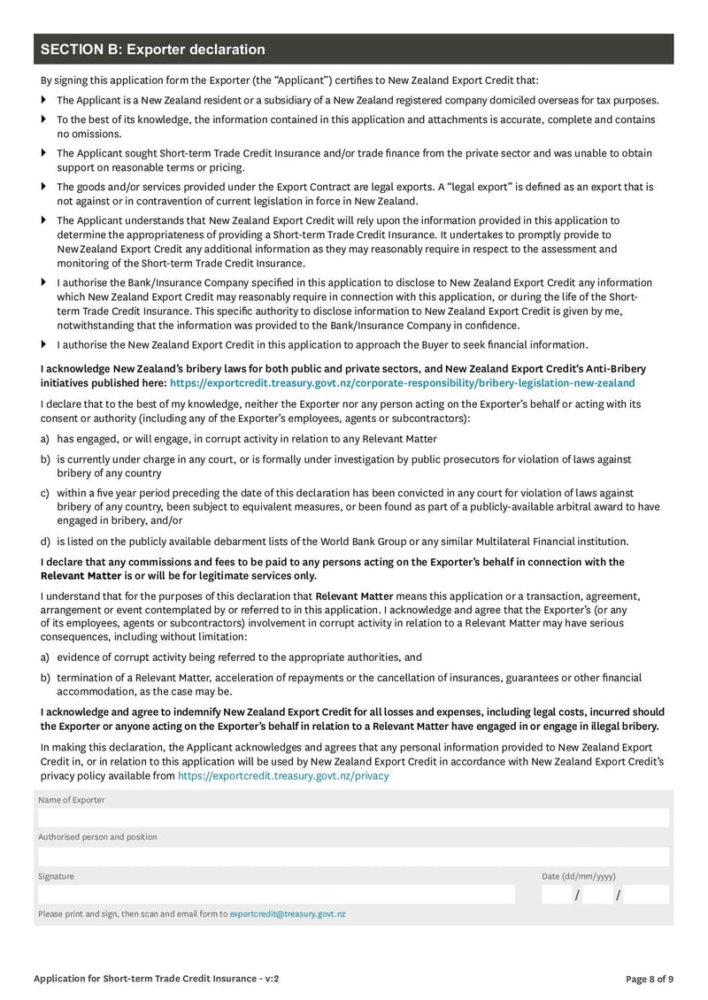 Large thumbnail of Application Form for Short-Term Trade Credit Insurance - Apr 2020
