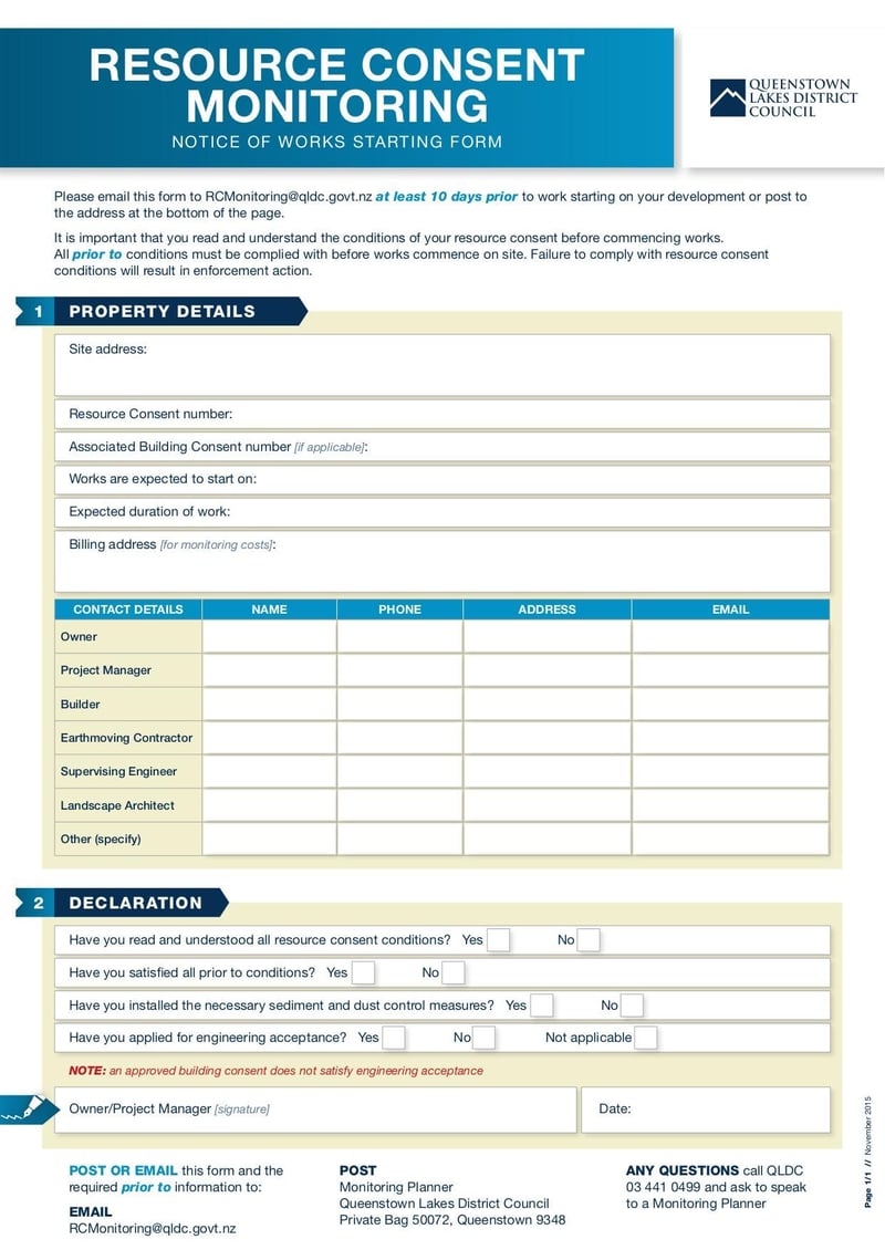 Large thumbnail of QLDC Resource Consent Monitoring Notice of Works Starting Form - Nov 2015
