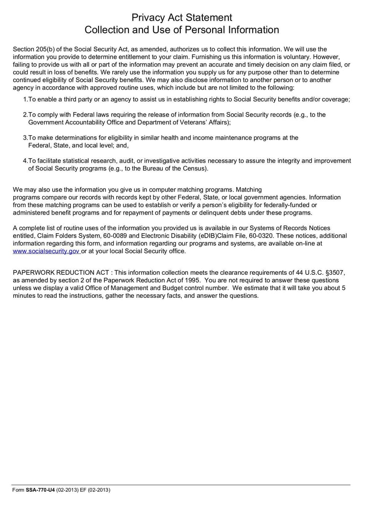 Large thumbnail of Form SSA-770-U4 - May 2016