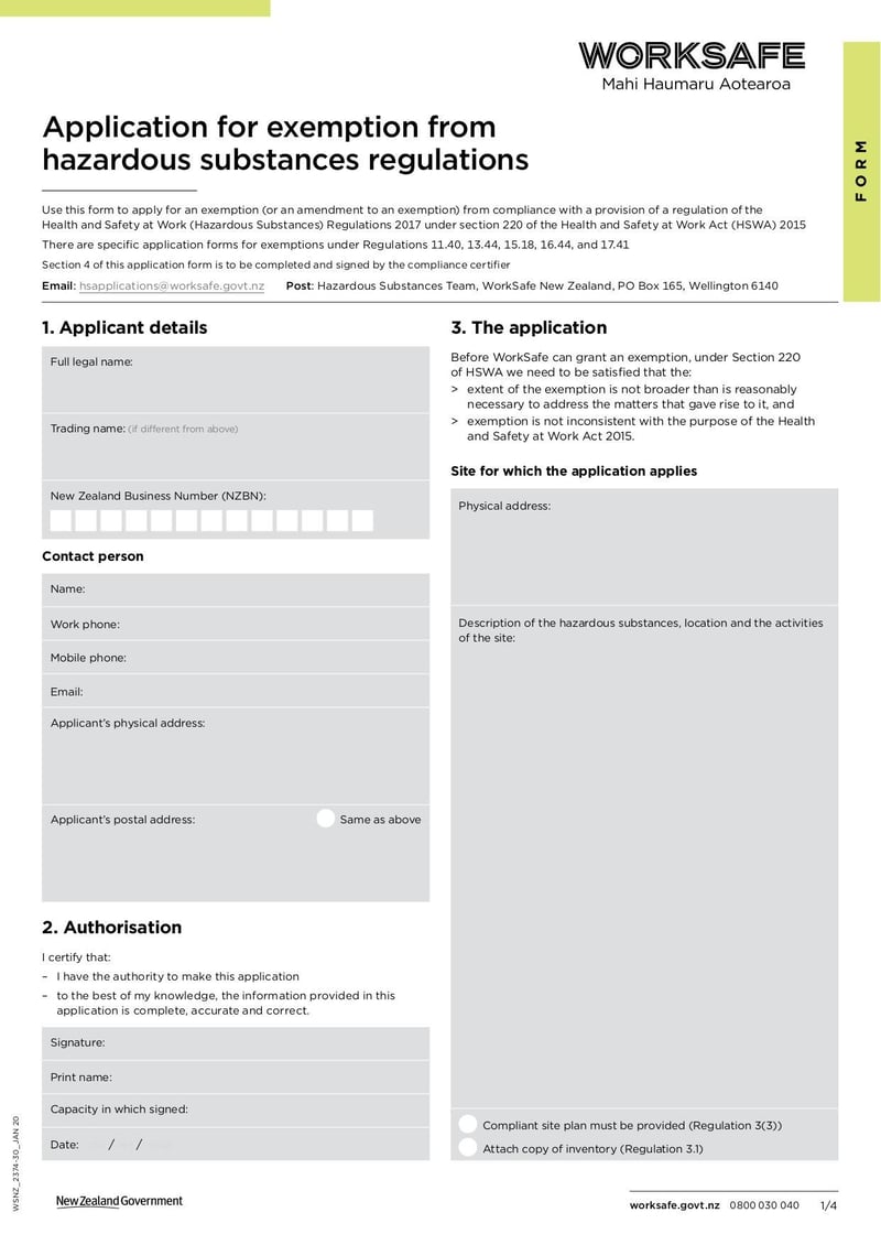 Large thumbnail of Application for Exemption from Hazardous Substances Regulations - Jan 2020