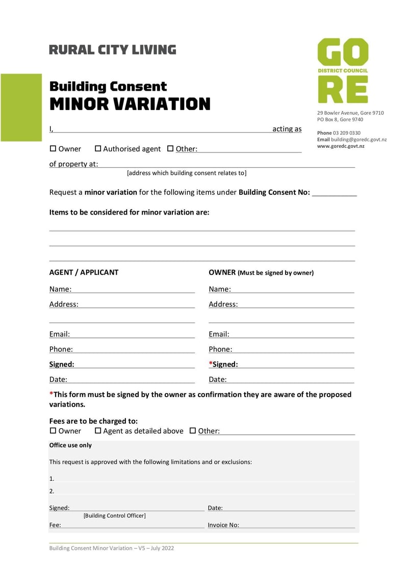 Large thumbnail of Building Consent Minor Variation Form - Jul 2022