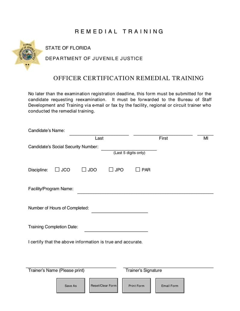 Large thumbnail of Remedial Training Form - Apr 2011