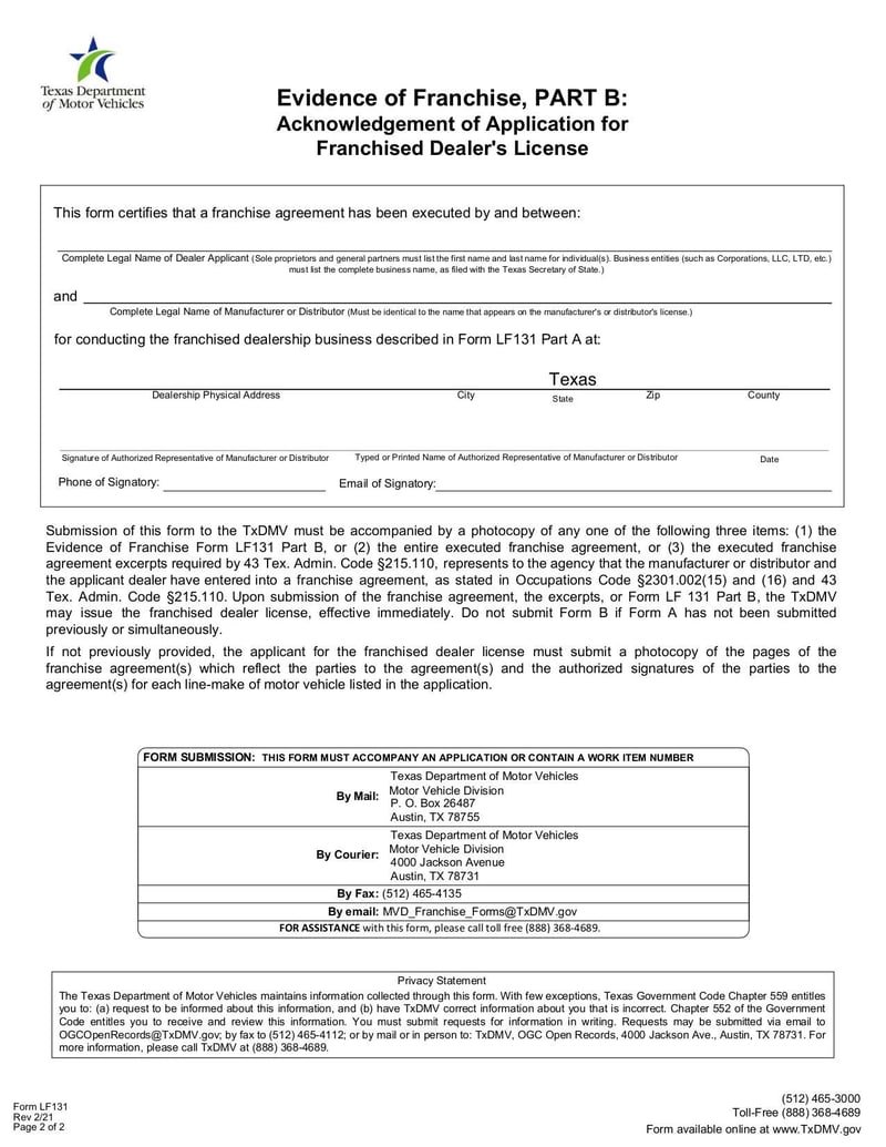 Large thumbnail of Form LF131 - Feb 2021