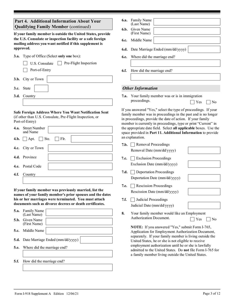 Large thumbnail of Form I-918 Supplement A - Dec 2021
