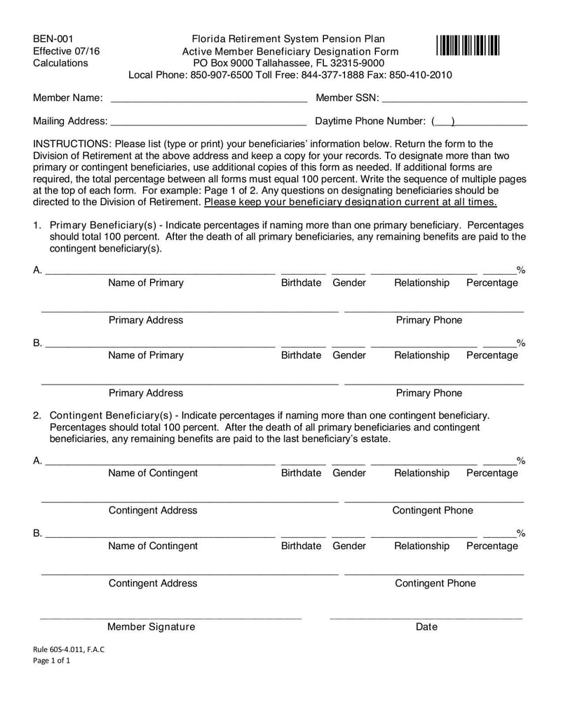 Large thumbnail of FRS Form BEN-001 - Jun 2020