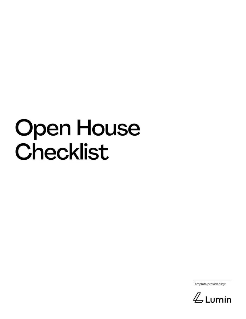 Open House Checklist for organizing and preparing a property for showings