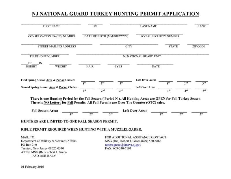Large thumbnail of Turkey Hunting Permit Application - Feb 2016
