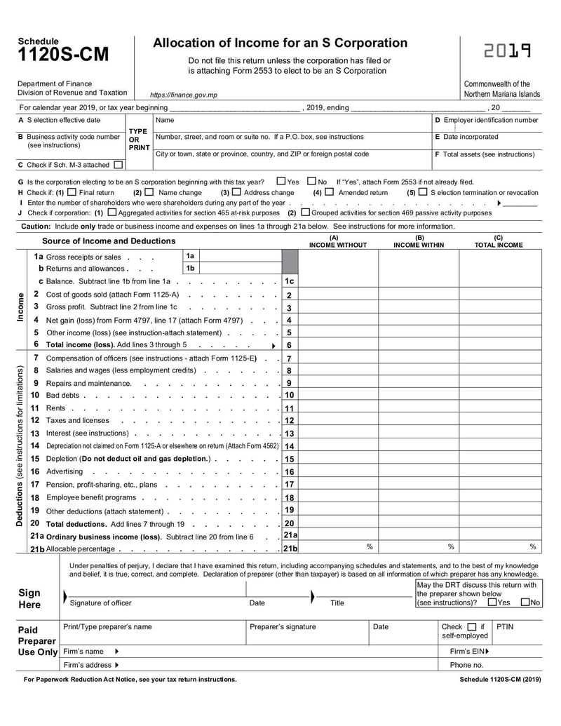 Large thumbnail of Schedule 1120S-CM - Jan 2019