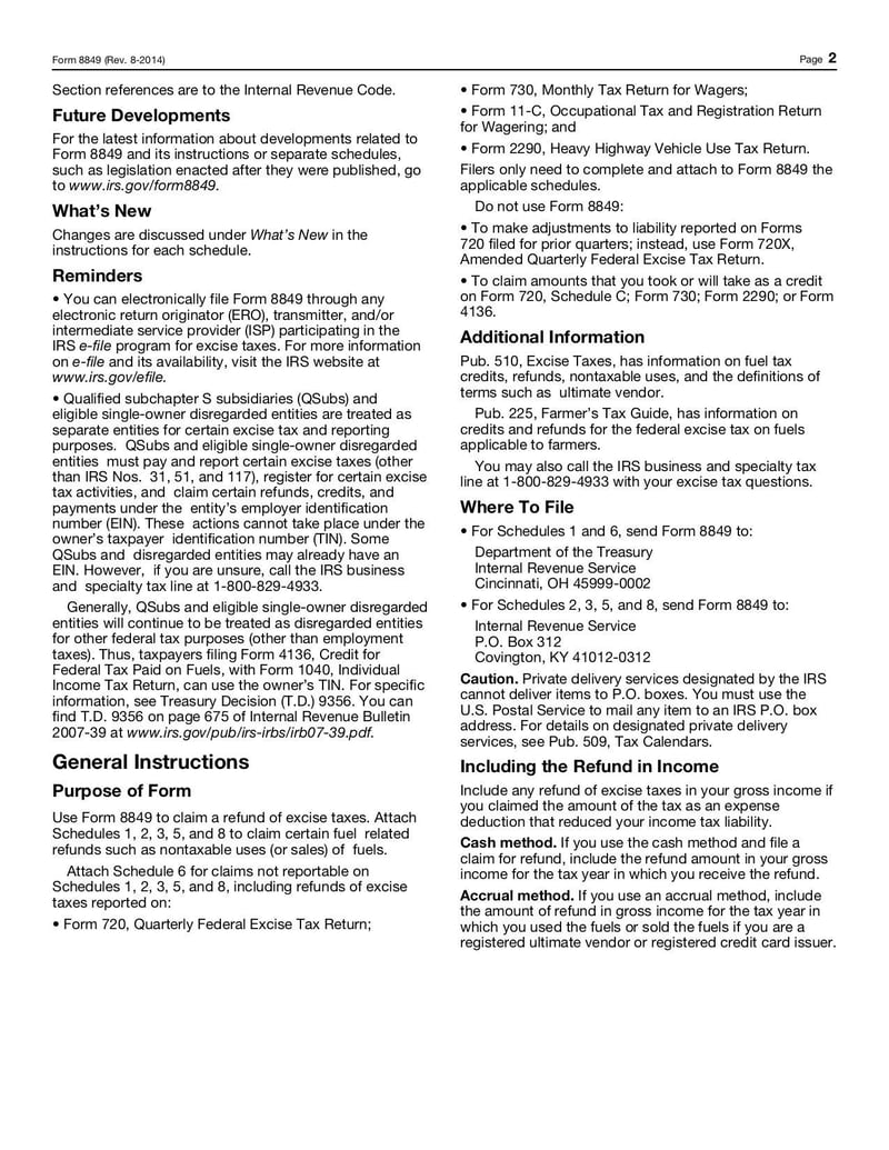 Large thumbnail of Form 8849 - Aug 2014