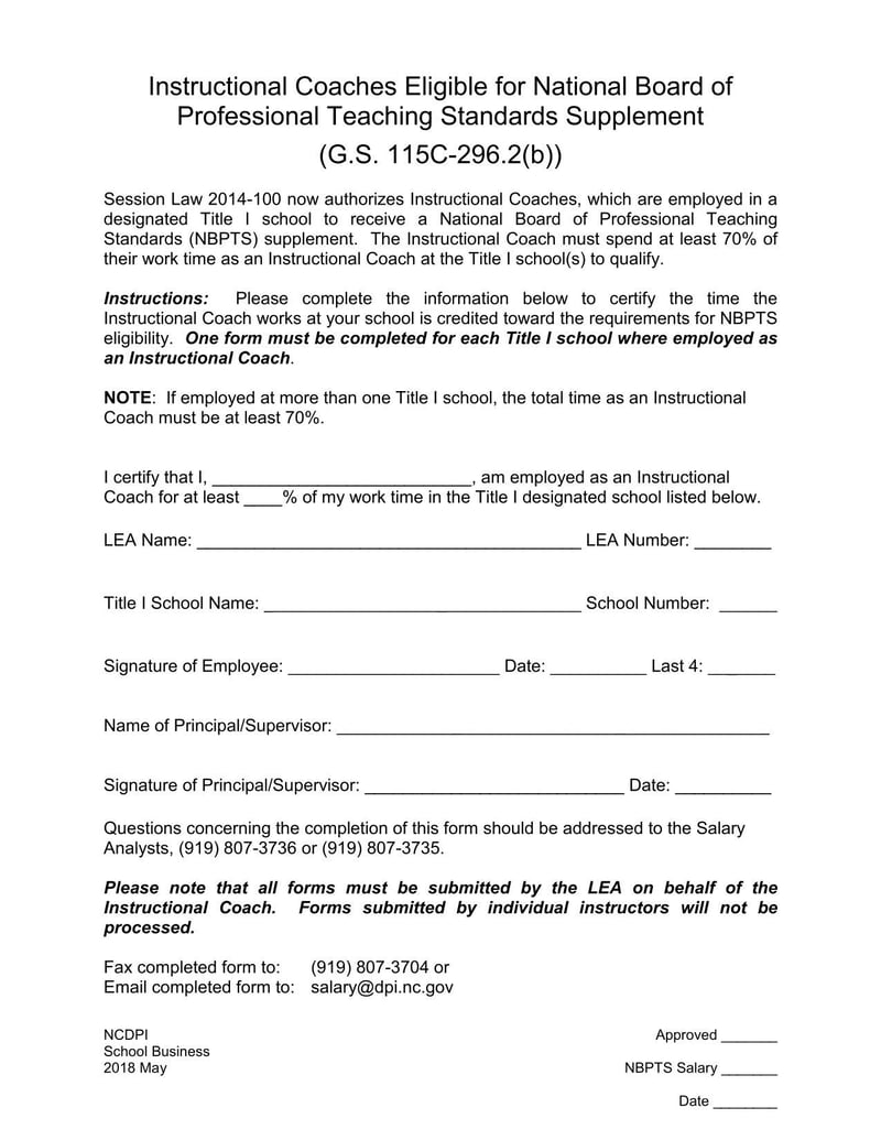 Large thumbnail of North Carolina Instructional Coaches Eligible for National Board of Professional Teaching Standards Supplement