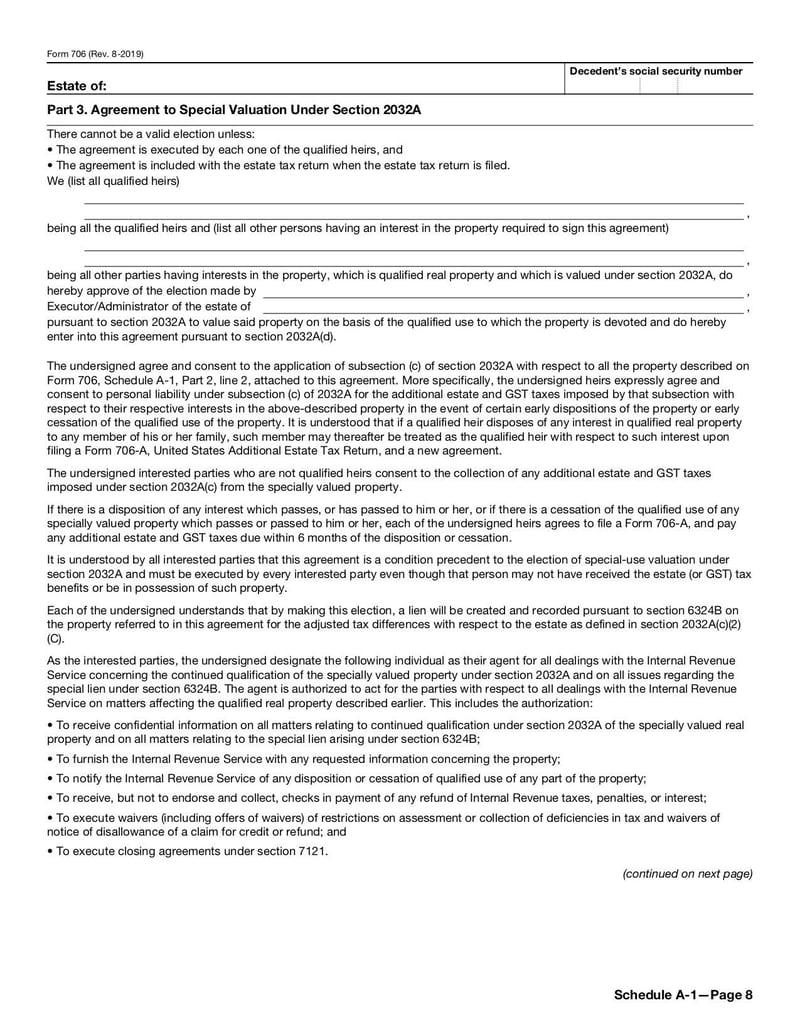 Large thumbnail of Form 706 - Aug 2019