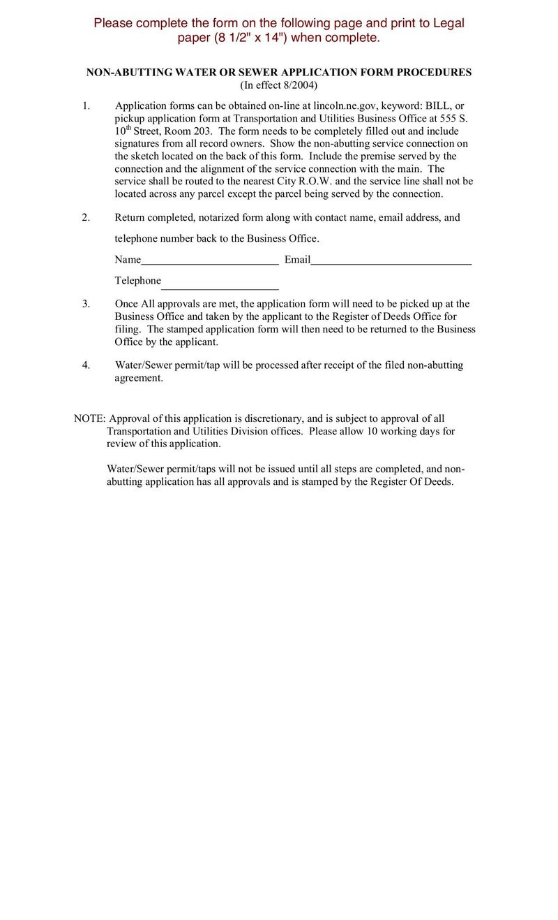 Large thumbnail of Non-Abutting Water or Sewer Application Form - Apr 2020