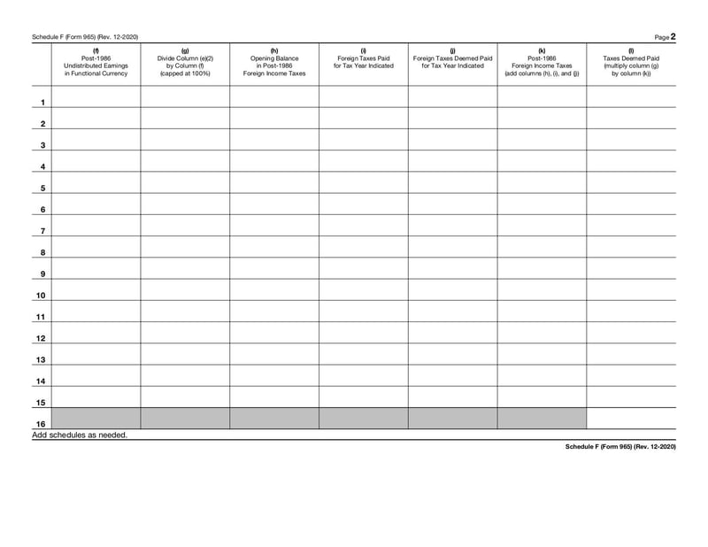 Large thumbnail of Schedule F (Form 965) - Dec 2020