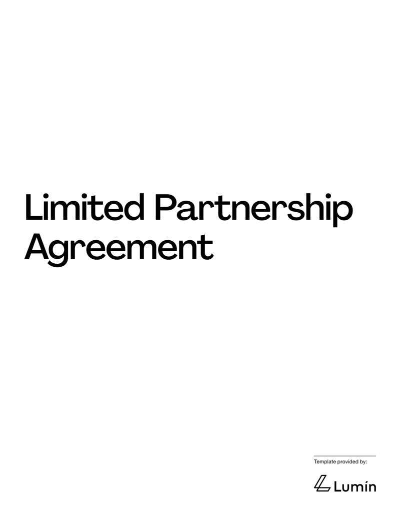 Limited Partnership Agreement outlining formation terms, partner roles, contributions and profit allocations