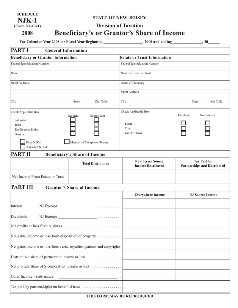 Large thumbnail of Form NJ-1041 - Oct 2018