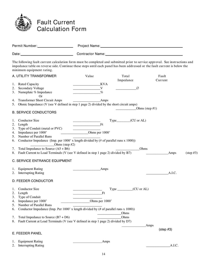 Large thumbnail of Washington Fault Current Calculation Form