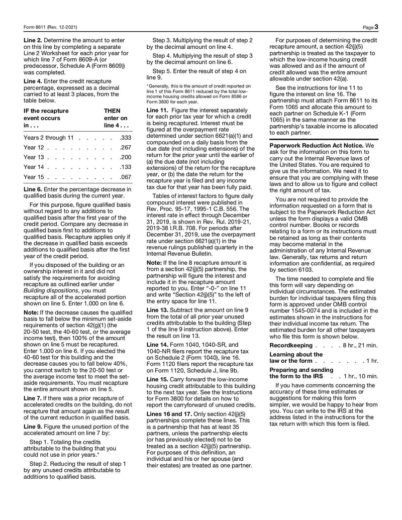 Large thumbnail of Form 8611 - Dec 2021