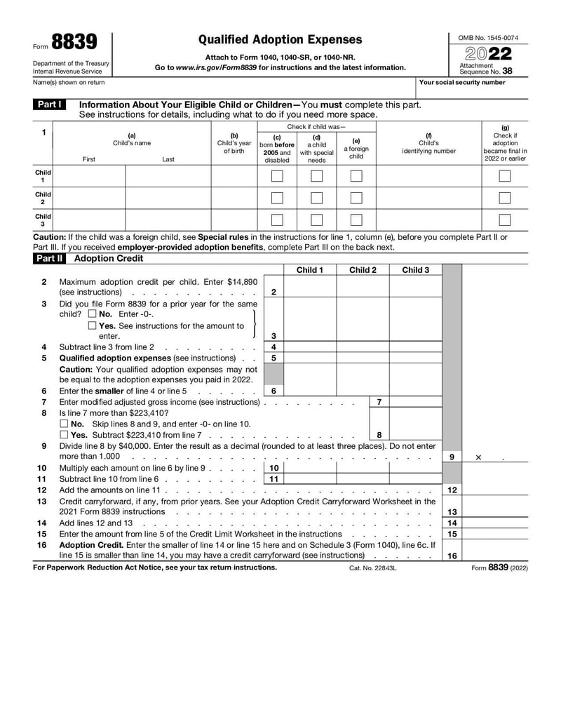 Large thumbnail of Form 8839 - Dec 2022