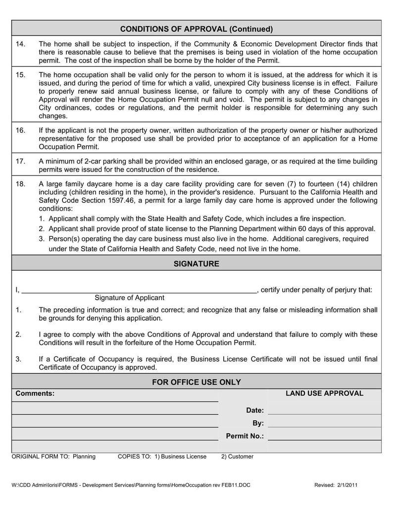 Large thumbnail of City of Moreno Valley Home Occupation Permit Application