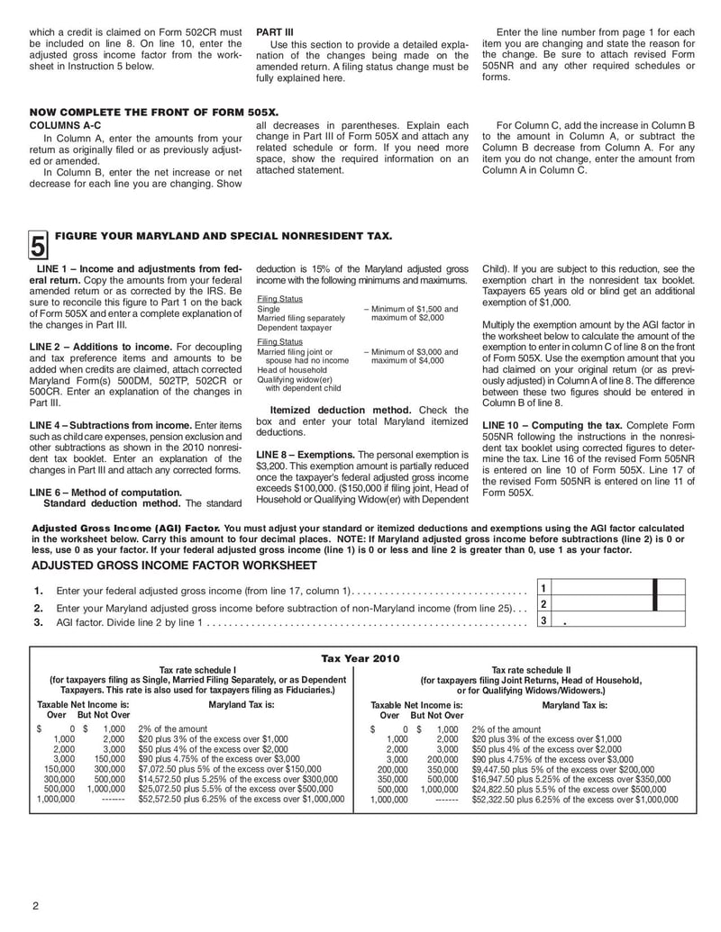 Large thumbnail of Maryland Tax Form 505X - Feb 2020