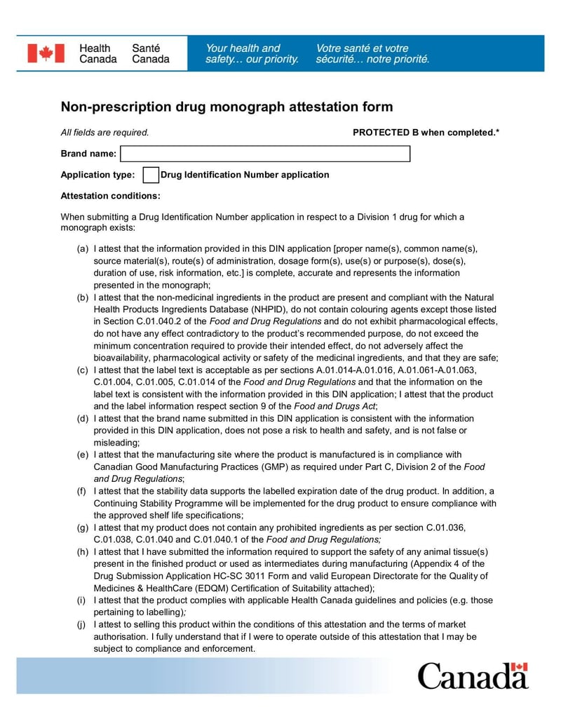 Large thumbnail of Non-Prescription Drug Monograph Attestation Form - Sep 2017