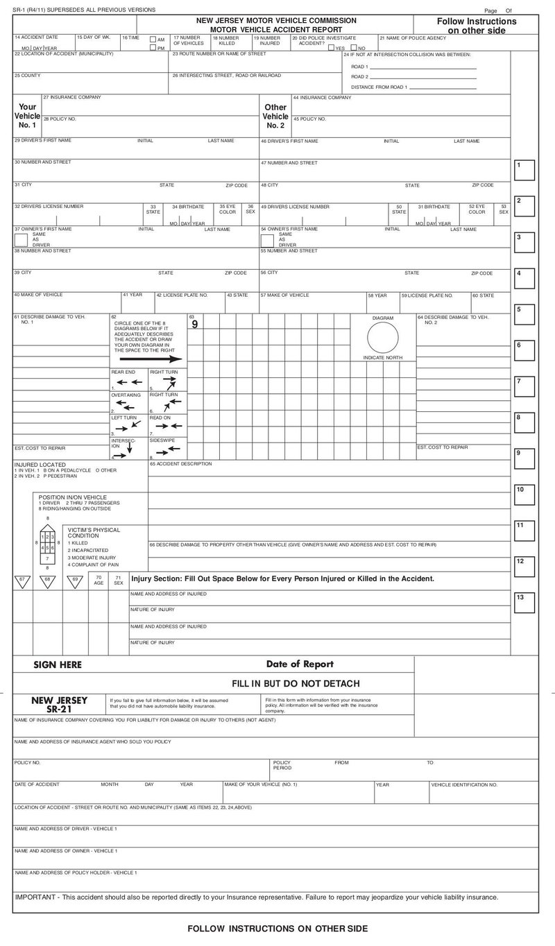Thumbnail of SR-1 Self Report Accident Form - Jan 2014 - page 0