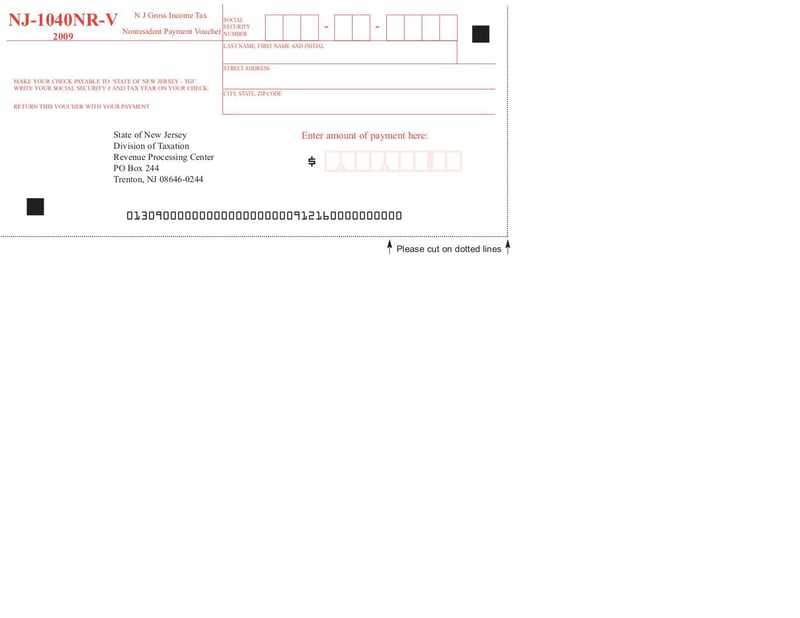 Large thumbnail of NJ Gross Income Tax Nonresident Return - Dec 2009